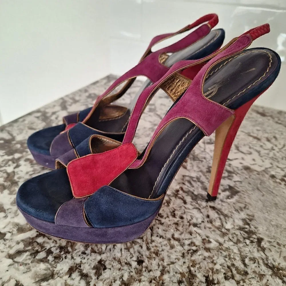 Yves Saint Laurent straps platform sandal multi color size 40‎